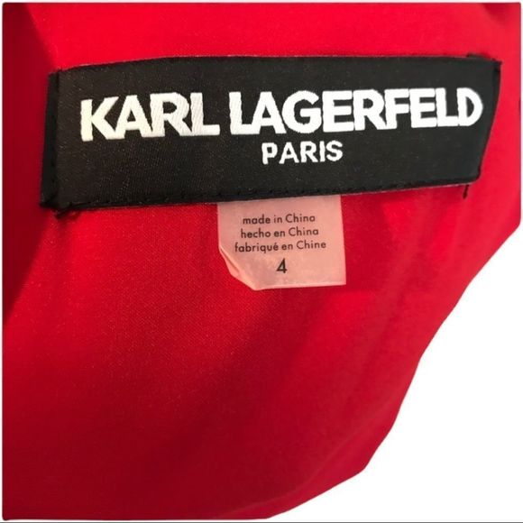 Karl Lagerfeld red gown with peplum and rosette - Picture 10 of 12